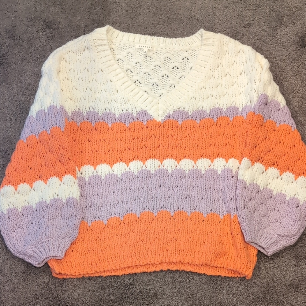 Colorful Chunky Knit Sweater Piper And Scoot Boutique Baevely Small NWOT - Picture 2 of 7